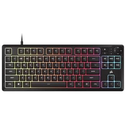 Corsair K55 Core TKL klawiatura gamingowa RGB Tenkeyless, 8 stref RGB, wyciszone klawisze membranowe, odporne na zalanie, sterowanie multimediami, sondowanie 1000 Hz design ES czarny Corsair K55 Core TKL klawiatura gamingowa RGB Tenkeyless, 8 stref RGB, wyciszone klawisze membranowe, odporne na zalanie, sterowanie multimediami, sondowanie 1000 Hz design ES czarny