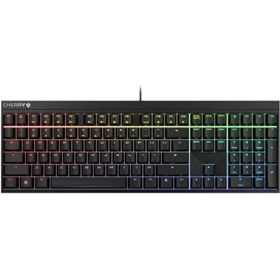 CHERRY MX 2.0S, mechaniczna klawiatura do gier z podświetleniem RGB, układ amerykański (QWERTY), przewodowa, zaprojektowana w Niemczech, oryginalne przełączniki MX BLUE, czarny CHERRY MX 2.0S, mechaniczna klawiatura do gier z podświetleniem RGB, układ amerykański (QWERTY), przewodowa, zaprojektowana w Niemczech, oryginalne przełączniki MX BLUE, czarny