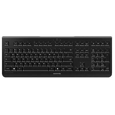 CHERRY KW 3000, klawiatura bezprzewodowa z blokiem numerycznym, układ EU (QWERTY), połączenie bezprzewodowe 2,4 GHz, klawisze o niskim poziomie hałasu, płaska konstrukcja, zasilanie bateryjne, Czarny CHERRY KW 3000, klawiatura bezprzewodowa z blokiem numerycznym, układ EU (QWERTY), połączenie bezprzewodowe 2,4 GHz, klawisze o niskim poziomie hałasu, płaska konstrukcja, zasilanie bateryjne, Czarny