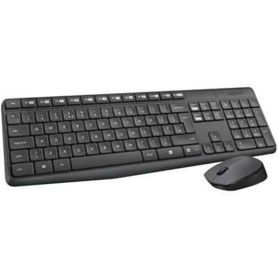 Logitech MK235 Combo Bezprzewodowy Zestaw Klawiatura i Mysz Układ US QWERTY szary Logitech MK235 Combo Bezprzewodowy Zestaw Klawiatura i Mysz Układ US QWERTY szary