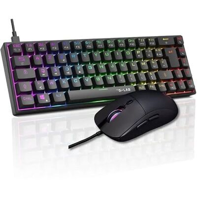 THE G-LAB Titanium Combo Zestaw klawiatury dla graczy i myszy do gier mechaniczna klawiatura 65% czerwona przełącznik, mysz gamingowa 12800 DPI RGB Custom, Total Anti-Ghosting, programowalne THE G-LAB Titanium Combo Zestaw klawiatury dla graczy i myszy do gier mechaniczna klawiatura 65% czerwona przełącznik, mysz gamingowa 12800 DPI RGB Custom, Total Anti-Ghosting, programowalne
