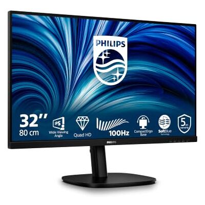 Philips 32B2N3500 31,5 cala monitor WQHD, 100 Hz, panel IPS, 4 ms, adaptacyjna synchronizacja, regulacja wysokości, głośniki, kamera internetowa Hello (2560 x 1440 HDMI 1 x 2.0 DP USB Hub) Czarny Philips 32B2N3500 31,5 cala monitor WQHD, 100 Hz, panel IPS, 4 ms, adaptacyjna synchronizacja, regulacja wysokości, głośniki, kamera internetowa Hello (2560 x 1440 HDMI 1 x 2.0 DP USB Hub) Czarny