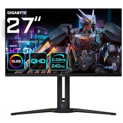 Gigabyte AORUS FO27Q2 OLED QHD 27" wyświetlacz do gier, 2560 x 1440, 240 Hz, 0,03 ms, KVM, 250 CD/m², FreeSync Premium Pro, DisplayHDR True Black 400, HDMI 2.1 Gigabyte AORUS FO27Q2 OLED QHD 27" wyświetlacz do gier, 2560 x 1440, 240 Hz, 0,03 ms, KVM, 250 CD/m², FreeSync Premium Pro, DisplayHDR True Black 400, HDMI 2.1