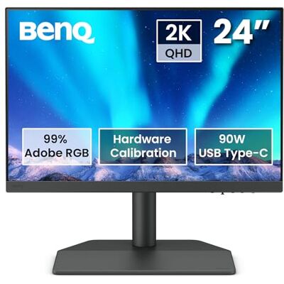 BenQ Monitor dla fotografa SW242Q 24 cale 2K 16:10 Kompatybilny z MacBook/Windows, 99% Adobe RGB, 98% P3, kalibracja sprzętu, USB-C 90 W, certyfikat antyrefleksyjny TUV, 16-bitowy LUT 3D, HDR10 BenQ Monitor dla fotografa SW242Q 24 cale 2K 16:10 Kompatybilny z MacBook/Windows, 99% Adobe RGB, 98% P3, kalibracja sprzętu, USB-C 90 W, certyfikat antyrefleksyjny TUV, 16-bitowy LUT 3D, HDR10