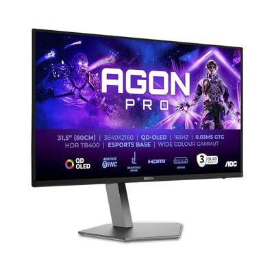 AOC Agon Pro AG326UDAM 32-calowy monitor do gier OLED UHD, 165 Hz, 0,03 ms, HDR400, FreeSync Prem. Pro, wersja G-Sync. (3840x2160, 2X HDMI 2.1, 1x DP 1.4, Hub USB) Czarny Szary AOC Agon Pro AG326UDAM 32-calowy monitor do gier OLED UHD, 165 Hz, 0,03 ms, HDR400, FreeSync Prem. Pro, wersja G-Sync. (3840x2160, 2X HDMI 2.1, 1x DP 1.4, Hub USB) Czarny Szary