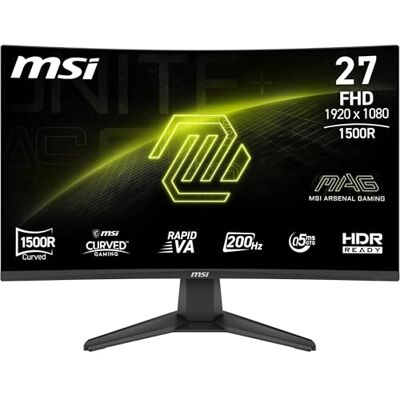 MSI MAG 276CFA E20 27" FHD zakrzywiony wyświetlacz gamingowy Rapid VA 1920 x 1080 1500R, 200 Hz, 0,5 ms, HDR Ready, AMD FreeSync™ Premium, HDMI™ 2.0b, DP 1.2a, odchylany, kompatybilny z VESA, czarny MSI MAG 276CFA E20 27" FHD zakrzywiony wyświetlacz gamingowy Rapid VA 1920 x 1080 1500R, 200 Hz, 0,5 ms, HDR Ready, AMD FreeSync™ Premium, HDMI™ 2.0b, DP 1.2a, odchylany, kompatybilny z VESA, czarny