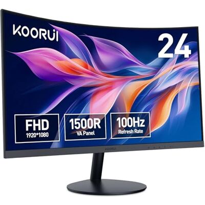 KOORUI 23.6'' Curved Monitor, Full HD, 100Hz, 3ms, 1500R gamingowy (1920x1080, VGA, HDMI, Eye Care, Regulacja Pochylenia) czarny KOORUI 23.6'' Curved Monitor, Full HD, 100Hz, 3ms, 1500R gamingowy (1920x1080, VGA, HDMI, Eye Care, Regulacja Pochylenia) czarny