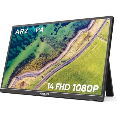 ARZOPA Portable Monitor, 14,0 "1920 × 1080 FHD IPS Portable Monitor dla laptopa z pojedynczym ROD, obsługuje HDMI/type-C/USB-C, ekran gier ochrony oczu dla laptopa/PC/MAC/PS3/5/5/Xbox ARZOPA Portable Monitor, 14,0 "1920 × 1080 FHD IPS Portable Monitor dla laptopa z pojedynczym ROD, obsługuje HDMI/type-C/USB-C, ekran gier ochrony oczu dla laptopa/PC/MAC/PS3/5/5/Xbox