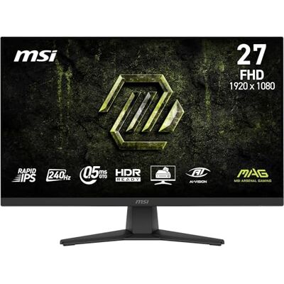 MSI MAG 272F X24 Gaming Display 27'' FHD Szybki panel IPS 1920 x 1080, 240 Hz / 0,5 ms, HDR Ready, Eye Care, AI Vision HDMI 2.0b, P 1.2a, konstrukcja bez obramowania, kompatybilna z VESA, czarny MSI MAG 272F X24 Gaming Display 27'' FHD Szybki panel IPS 1920 x 1080, 240 Hz / 0,5 ms, HDR Ready, Eye Care, AI Vision HDMI 2.0b, P 1.2a, konstrukcja bez obramowania, kompatybilna z VESA, czarny