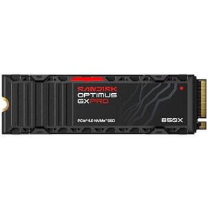 SanDisk Optimus GX PRO 850X NVMe SSD z radiatorem 1 TB (do 7300/6300 MB/s prędkościom odczytu/zapisu sekwencyjnego, M.2 2280, PCIe 4.0) SanDisk Optimus GX PRO 850X NVMe SSD z radiatorem 1 TB (do 7300/6300 MB/s prędkościom odczytu/zapisu sekwencyjnego, M.2 2280, PCIe 4.0)