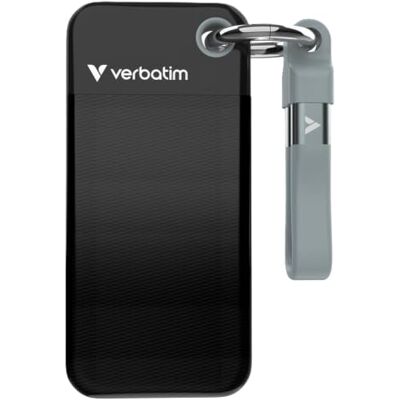 Verbatim Pocket SSD 512 GB USB 3.2 Gen2 zewnętrzny dysk SSD 1000 MB/s Kompaktowy kieszonkowy dysk SSD z etui ochronnym, kółkiem na klucze i kablem USB-C do tworzenia kopii zapasowych mobilnych Verbatim Pocket SSD 512 GB USB 3.2 Gen2 zewnętrzny dysk SSD 1000 MB/s Kompaktowy kieszonkowy dysk SSD z etui ochronnym, kółkiem na klucze i kablem USB-C do tworzenia kopii zapasowych mobilnych