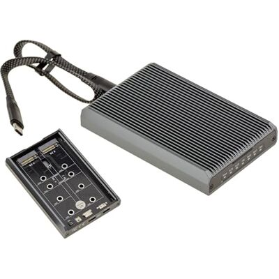 KALEA-INFORMATIQUE Aluminiowa obudowa RAID i stacja klonowania USB 3.2 20G dla 2 dysków SSD M.2, obsługująca protokoły M.2 NVMe i M.2 SATA. Konfiguracja PM lub RAID 0/1 KALEA-INFORMATIQUE Aluminiowa obudowa RAID i stacja klonowania USB 3.2 20G dla 2 dysków SSD M.2, obsługująca protokoły M.2 NVMe i M.2 SATA. Konfiguracja PM lub RAID 0/1