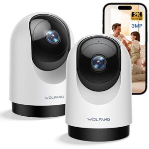 WOLFANG Kamera bezpieczeństwa 2K do użytku wewnątrz, kamera WiFi 3 MP, kamera dla zwierząt domowych z wykrywaniem dźwięku ruchu, obrót o 360°, noktowizor, 2-drożny dźwięk, chmura/SD, działa tylko z WOLFANG Kamera bezpieczeństwa 2K do użytku wewnątrz, kamera WiFi 3 MP, kamera dla zwierząt domowych z wykrywaniem dźwięku ruchu, obrót o 360°, noktowizor, 2-drożny dźwięk, chmura/SD, działa tylko z