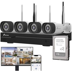 NIVIAN Profesjonalny zestaw kamer monitorujących WiFi SuperHD z 4 kamerami IP i rejestratorem dysku twardego 10CH dla domów i firm Noktowizor, wykrywanie człowieka AI, dwukierunkowy dźwięk NIVIAN Profesjonalny zestaw kamer monitorujących WiFi SuperHD z 4 kamerami IP i rejestratorem dysku twardego 10CH dla domów i firm Noktowizor, wykrywanie człowieka AI, dwukierunkowy dźwięk