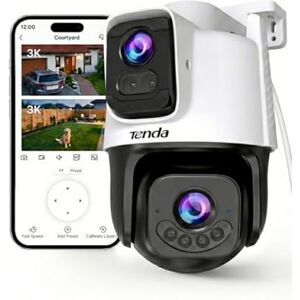 Tenda Kamera 5 MP + 5 MP do monitoringu zewnętrznego, rozpoznawanie sztucznej inteligencji, noktowizor 360°, dwukierunkowe audio, IP65 kamera WLAN Outdoor z alarmem w przypadku przekroczenia granicy Tenda Kamera 5 MP + 5 MP do monitoringu zewnętrznego, rozpoznawanie sztucznej inteligencji, noktowizor 360°, dwukierunkowe audio, IP65 kamera WLAN Outdoor z alarmem w przypadku przekroczenia granicy