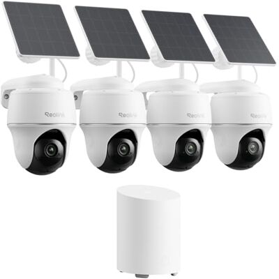 Reolink Kamera Zewnętrzna 2K z Akumulatorem, Obrotowy o 360°, Funkcja Obrotu i Pochylenia, Detekcja AI, Dwukierunkowy Dźwięk, Wi-Fi, Home Hub Mini z 4 Argus PT Lite + Panel Solarny Reolink Kamera Zewnętrzna 2K z Akumulatorem, Obrotowy o 360°, Funkcja Obrotu i Pochylenia, Detekcja AI, Dwukierunkowy Dźwięk, Wi-Fi, Home Hub Mini z 4 Argus PT Lite + Panel Solarny