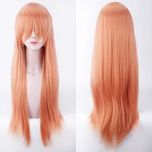 EQWR Halloween Fashion Christmas Party Dress Up Wig Cosplay Wig Universal 80Cm Color Long Straight Hair Style For Men And Women Universal Straight Hair Color:Zf80-023 Warm Orange (Rose Net)