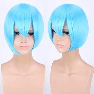 RTGFS Perücke für Perfekt für alltägliche Partys, Cosplay-Perücke, mehrfarbig, universelles Gesicht, kurzes Haar, Msn, Schwarz-Weiß, kurzes Haar, Bobo-Kopfbedeckung, Perücke, Farbe: K047-23, Himmelblau