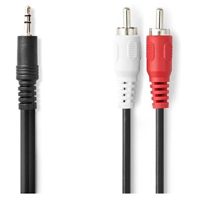 NEDIS Kabel audio stereo wtyczka 3,5 mm 2 x wtyczka RCA niklowany 10,0 m okrągły czarny plastikowy woreczek NEDIS Kabel audio stereo wtyczka 3,5 mm 2 x wtyczka RCA niklowany 10,0 m okrągły czarny plastikowy woreczek