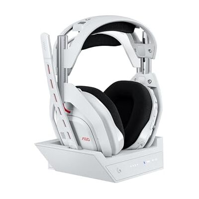 Logitech Astro A50 bezprzewodowy zestaw słuchawkowy LIGHTSPEED + stacja (5. gen), PRO-G GRAPHENE, przełączanie między 3 systemami, USB-C, Xbox, PS5, PC, Nintendo Switch/Switch 2, Bluetooth Biały Logitech Astro A50 bezprzewodowy zestaw słuchawkowy LIGHTSPEED + stacja (5. gen), PRO-G GRAPHENE, przełączanie między 3 systemami, USB-C, Xbox, PS5, PC, Nintendo Switch/Switch 2, Bluetooth Biały