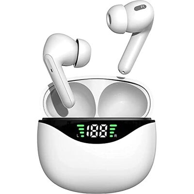 Sakioo Dude Wipes Bezprzewodowy zestaw słuchawkowy Bluetooth, HiFi Stereofoniczny dźwięk, słuchawki Bluetooth z mikrofonem HD, z redukcją, wodoodporne, dotykowe sterowanie 30 h, dla iOS/Android białe Sakioo Dude Wipes Bezprzewodowy zestaw słuchawkowy Bluetooth, HiFi Stereofoniczny dźwięk, słuchawki Bluetooth z mikrofonem HD, z redukcją, wodoodporne, dotykowe sterowanie 30 h, dla iOS/Android białe