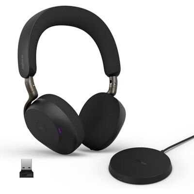 Jabra Evolve3 75 Bezprzewodowy Zestaw Słuchawkowy Bluetooth On-Ear, Czarny Z mikrofon, Stacją Ładującą do Pracy, USB-A, AI Połączenia, Zaawansowana ANC, 22h Bateria, Certyfikat MS Teams Jabra Evolve3 75 Bezprzewodowy Zestaw Słuchawkowy Bluetooth On-Ear, Czarny Z mikrofon, Stacją Ładującą do Pracy, USB-A, AI Połączenia, Zaawansowana ANC, 22h Bateria, Certyfikat MS Teams