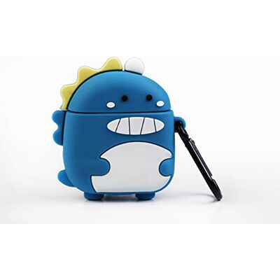 WONDEE Funny Airpods Cases Silikonowe etui na słuchawki Apple Airpods Niebieski smok z karabińczykiem zapobiegającym zgubieniu, kompatybilne z Airpods 1 & 2 WONDEE Funny Airpods Cases Silikonowe etui na słuchawki Apple Airpods Niebieski smok z karabińczykiem zapobiegającym zgubieniu, kompatybilne z Airpods 1 & 2