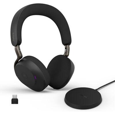 Jabra Evolve3 75 Bezprzewodowy Zestaw Słuchawkowy Bluetooth On-Ear, Czarny Z mikrofon, Stacją Ładującą do Pracy, USB-C, AI Połączenia, Zaawansowana ANC, 22h Bateria, Certyfikat MS Teams Jabra Evolve3 75 Bezprzewodowy Zestaw Słuchawkowy Bluetooth On-Ear, Czarny Z mikrofon, Stacją Ładującą do Pracy, USB-C, AI Połączenia, Zaawansowana ANC, 22h Bateria, Certyfikat MS Teams