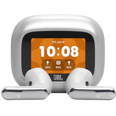 JBL Live Flex 4, Bezprzewodowe słuchawki Bluetooth, 50Hrs, True Adaptive Noise Cancelling i dźwięk Signature w wysokiej rozdzielczości, Wodoodporność IP54, Inteligentne etui ładujące, Srebrne JBL Live Flex 4, Bezprzewodowe słuchawki Bluetooth, 50Hrs, True Adaptive Noise Cancelling i dźwięk Signature w wysokiej rozdzielczości, Wodoodporność IP54, Inteligentne etui ładujące, Srebrne