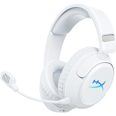 HyperX Cloud Flight 2 Bezprzewodowy zestaw słuchawkowy do gier, spersonalizowane oświetlenie RGB, 100-godzinny akumulator, Dual Wireless 2,4 GHz, Bluetooth, Instant Pair, PC/PS/Switch/Mobile, biały HyperX Cloud Flight 2 Bezprzewodowy zestaw słuchawkowy do gier, spersonalizowane oświetlenie RGB, 100-godzinny akumulator, Dual Wireless 2,4 GHz, Bluetooth, Instant Pair, PC/PS/Switch/Mobile, biały