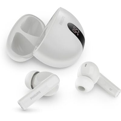 Philips TAT2520WT Prawdziwy bezprzewodowy douszny zestaw słuchawkowy Bluetooth z redukcją szumów małe wypustki, naturalny dźwięk, dynamiczny bas, kieszonkowa kieszeń do ładowania, wyraźne rozmowy Philips TAT2520WT Prawdziwy bezprzewodowy douszny zestaw słuchawkowy Bluetooth z redukcją szumów małe wypustki, naturalny dźwięk, dynamiczny bas, kieszonkowa kieszeń do ładowania, wyraźne rozmowy
