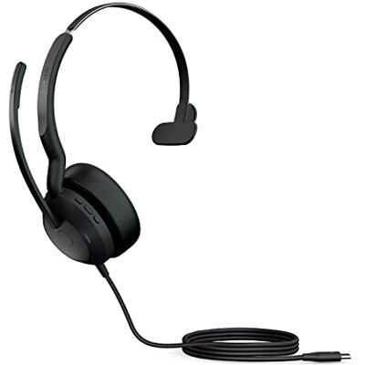 Jabra Evolve2 50 przewodowy zestaw słuchawkowy mono z technologią Air Comfort, mikrofonami z redukcją hałasu i aktywną redukcją szumów, współpracuje z platformami UC (Zoom, Google Meet) -czarny Jabra Evolve2 50 przewodowy zestaw słuchawkowy mono z technologią Air Comfort, mikrofonami z redukcją hałasu i aktywną redukcją szumów, współpracuje z platformami UC (Zoom, Google Meet) -czarny