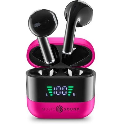 Music Sound , SPARK TWS, Bluetooth, bezprzewodowe słuchawki, wyświetlacz LED, czas odtwarzania 30 godzin, automatyczne parowanie, sterowanie dotykowe na słuchawkach, różowe Music Sound , SPARK TWS, Bluetooth, bezprzewodowe słuchawki, wyświetlacz LED, czas odtwarzania 30 godzin, automatyczne parowanie, sterowanie dotykowe na słuchawkach, różowe