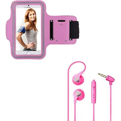 Shot Case Sportowy zestaw do smartfona Samsung Galaxy A40 (opaska sportowa i płaskie słuchawki z mikrofonem) do biegania T5 (różowy) Shot Case Sportowy zestaw do smartfona Samsung Galaxy A40 (opaska sportowa i płaskie słuchawki z mikrofonem) do biegania T5 (różowy)