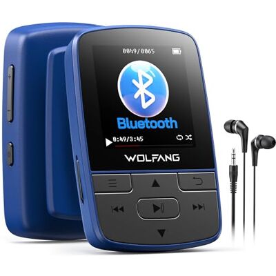 WOLFANG Odtwarzacze MP3 z Bluetooth 5.3, klips sportowy, miniaturowy rozmiar, waga 1 uncji, HiFi, radio FM, dyktafon, słuchawki w zestawie WOLFANG Odtwarzacze MP3 z Bluetooth 5.3, klips sportowy, miniaturowy rozmiar, waga 1 uncji, HiFi, radio FM, dyktafon, słuchawki w zestawie