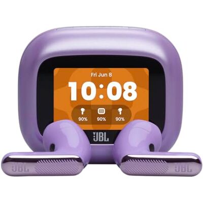 JBL Live Flex 4, Bezprzewodowe słuchawki Bluetooth, 50Hrs, True Adaptive Noise Cancelling i dźwięk Signature w wysokiej rozdzielczości, Wodoodporność IP54, Inteligentne etui ładujące, Fioletowe JBL Live Flex 4, Bezprzewodowe słuchawki Bluetooth, 50Hrs, True Adaptive Noise Cancelling i dźwięk Signature w wysokiej rozdzielczości, Wodoodporność IP54, Inteligentne etui ładujące, Fioletowe