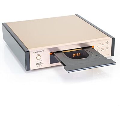 Madison MAD-CD10 Odtwarzacz CD i tuner FM z USB i pilotem zdalnego sterowania różowe szczotkowane złoto Madison MAD-CD10 Odtwarzacz CD i tuner FM z USB i pilotem zdalnego sterowania różowe szczotkowane złoto