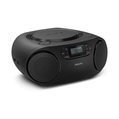 Philips TAZ2000 Przenośny radioodtwarzacz CD z radiem FM, Bluetooth 6.0, odtwarzanie USB, wejście audio, Dynamic Bass Boost, głośniki stereo 6W, zasilanie AC/bateryjne, uchwyt – czarny Philips TAZ2000 Przenośny radioodtwarzacz CD z radiem FM, Bluetooth 6.0, odtwarzanie USB, wejście audio, Dynamic Bass Boost, głośniki stereo 6W, zasilanie AC/bateryjne, uchwyt – czarny