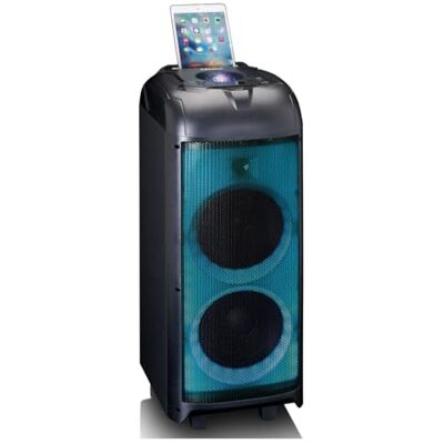 Lenco PA-260 głośnik do karaoke – system karaoke Bluetooth – 120 W RMS – efekty świetlne – wbudowany akumulator – 12 godzin odtwarzania – 2 mikrofony – czarny Lenco PA-260 głośnik do karaoke – system karaoke Bluetooth – 120 W RMS – efekty świetlne – wbudowany akumulator – 12 godzin odtwarzania – 2 mikrofony – czarny