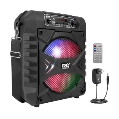 Pyle przenośny system głośnikowy Bluetooth – aktywny głośnik PA z 8-calowym głośnikiem niskotonowym, akumulatorem, migającymi światłami LED, moc 300 W, wymiary 9,88” × 6,53” × 11,8” Pyle przenośny system głośnikowy Bluetooth – aktywny głośnik PA z 8-calowym głośnikiem niskotonowym, akumulatorem, migającymi światłami LED, moc 300 W, wymiary 9,88” × 6,53” × 11,8”