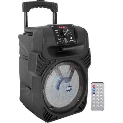 Pyle Przenośny głośnik PA 400 W system subwoofera 8", 4 omy/55-20 kHz, radio USB/MP3/FM/wejście mikrofonu ¼, wielokolorowe światła LED, wbudowany akumulator z pilotem PPHP844B Pyle Przenośny głośnik PA 400 W system subwoofera 8", 4 omy/55-20 kHz, radio USB/MP3/FM/wejście mikrofonu ¼, wielokolorowe światła LED, wbudowany akumulator z pilotem PPHP844B