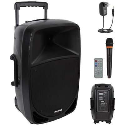 Pyle Głośnik PA, głośnik Bluetooth 1200 W, przenośny głośnik muzyczny z akumulatorem i mikrofonem, maszyna do karaoke na imprezę, imprezy, taras, do użytku na zewnątrz, USB, SD, AUX, wyświetlacz LED Pyle Głośnik PA, głośnik Bluetooth 1200 W, przenośny głośnik muzyczny z akumulatorem i mikrofonem, maszyna do karaoke na imprezę, imprezy, taras, do użytku na zewnątrz, USB, SD, AUX, wyświetlacz LED