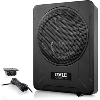 Pyle 8-calowy niskoprofilowy wzmocniony system subwoofera – 600 W, kompaktowy, zamknięty, aktywny subwoofer samochodowy z wbudowanym wzmacniaczem, zasilany subwoofer samochodowy z wejściami niskiego i Pyle 8-calowy niskoprofilowy wzmocniony system subwoofera – 600 W, kompaktowy, zamknięty, aktywny subwoofer samochodowy z wbudowanym wzmacniaczem, zasilany subwoofer samochodowy z wejściami niskiego i