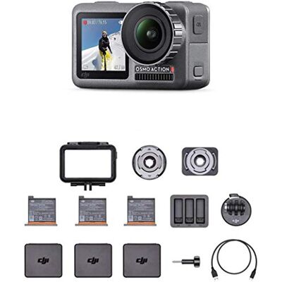 DJI Osmo Action Cam – kamera cyfrowa z 2 ekranami, wodoszczelna do 11 m, zintegrowana stabilizacja, zdjęcie i wideo w 4K HDR przy 100 Mb/s, sterowanie głosem, zestaw akcesoriów w zestawie – czarna DJI Osmo Action Cam – kamera cyfrowa z 2 ekranami, wodoszczelna do 11 m, zintegrowana stabilizacja, zdjęcie i wideo w 4K HDR przy 100 Mb/s, sterowanie głosem, zestaw akcesoriów w zestawie – czarna
