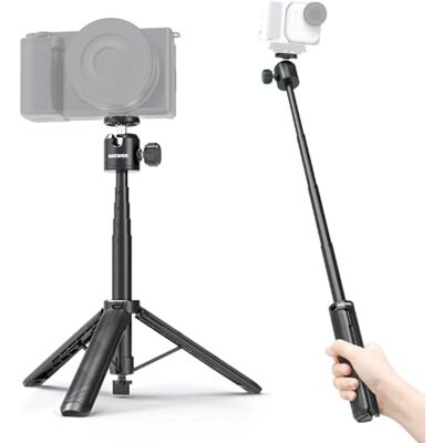 NEEWER Basics: wysuwany metalowy kijek do selfie ze statywem i uchwytem, do Canon G7X Mark III, Sony ZV-1 RX100 VII A6400 A6600, aparatów Nikon i kamer internetowych, do vlogowania, DT001 NEEWER Basics: wysuwany metalowy kijek do selfie ze statywem i uchwytem, do Canon G7X Mark III, Sony ZV-1 RX100 VII A6400 A6600, aparatów Nikon i kamer internetowych, do vlogowania, DT001
