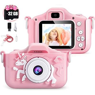 Rawrr Aparat dziecięcy z miękkim silikonowym etui z kreskówki, dla dzieci od 4, 5, 6, 7, 8 lat, z kartą SD 32 GB, ekran 2,0", 1080p HD, 20 MP, aparat dla dzieci dla chłopców i dziewczynek, zabawka, prezent Rawrr Aparat dziecięcy z miękkim silikonowym etui z kreskówki, dla dzieci od 4, 5, 6, 7, 8 lat, z kartą SD 32 GB, ekran 2,0", 1080p HD, 20 MP, aparat dla dzieci dla chłopców i dziewczynek, zabawka, prezent