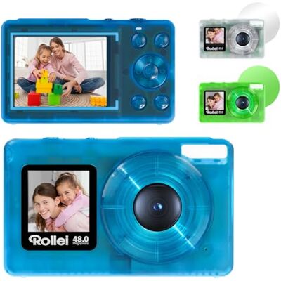 Rollei Compactline Pocket Aparat cyfrowy Przezroczysty niebieski aparat 4K 48 MP z podwójnym ekranem 18-krotny cyfrowy zoom kompaktowy aparat dla początkujących dzieci, aparat cyfrowy Rollei Compactline Pocket Aparat cyfrowy Przezroczysty niebieski aparat 4K 48 MP z podwójnym ekranem 18-krotny cyfrowy zoom kompaktowy aparat dla początkujących dzieci, aparat cyfrowy