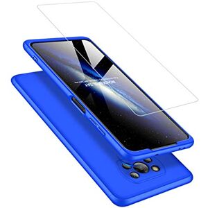 Joytag Etui kompatybilne z Xiaomi Poco X3 NFC, folia ze szkła hartowanego, ultracienka matowa kompleksowa ochrona 3 w 1, obudowa na telefon, niebieska