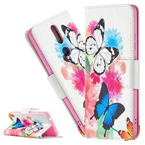 LEMAXELERS Nokia 2.4 etui Nokia 2.4 pokrowiec odporny na wstrząsy niebieski biały motyl skóra PU klapka notebook portfel etui magnetyczne stojak na karty kieszeń folio etui do Nokia 2.4, BF niebieski biały motyl