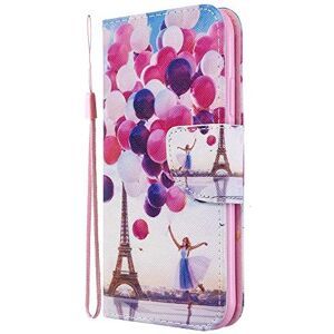 LEMAXELERS Do Samsung Galaxy M51 etui Galaxy M51 obudowa kolorowe balony wieża skóra PU klapka notebooka portfel etui magnetyczne podstawka otwór na kartę zderzak etui do Samsung Galaxy M51, HX balony wieża